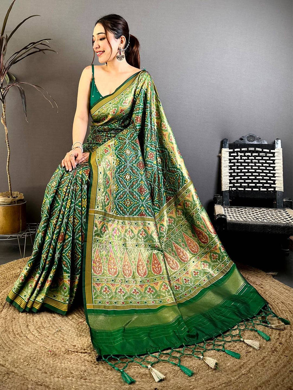 Classic Green Soft Silk Patola Weaving Saree
