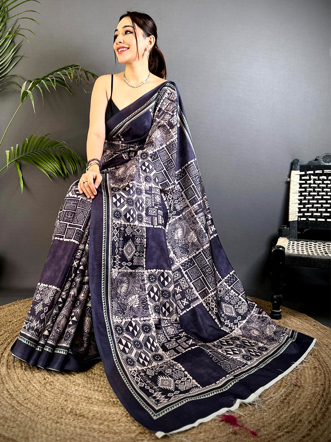 Elegant Soft Tussar Digital Print Saree