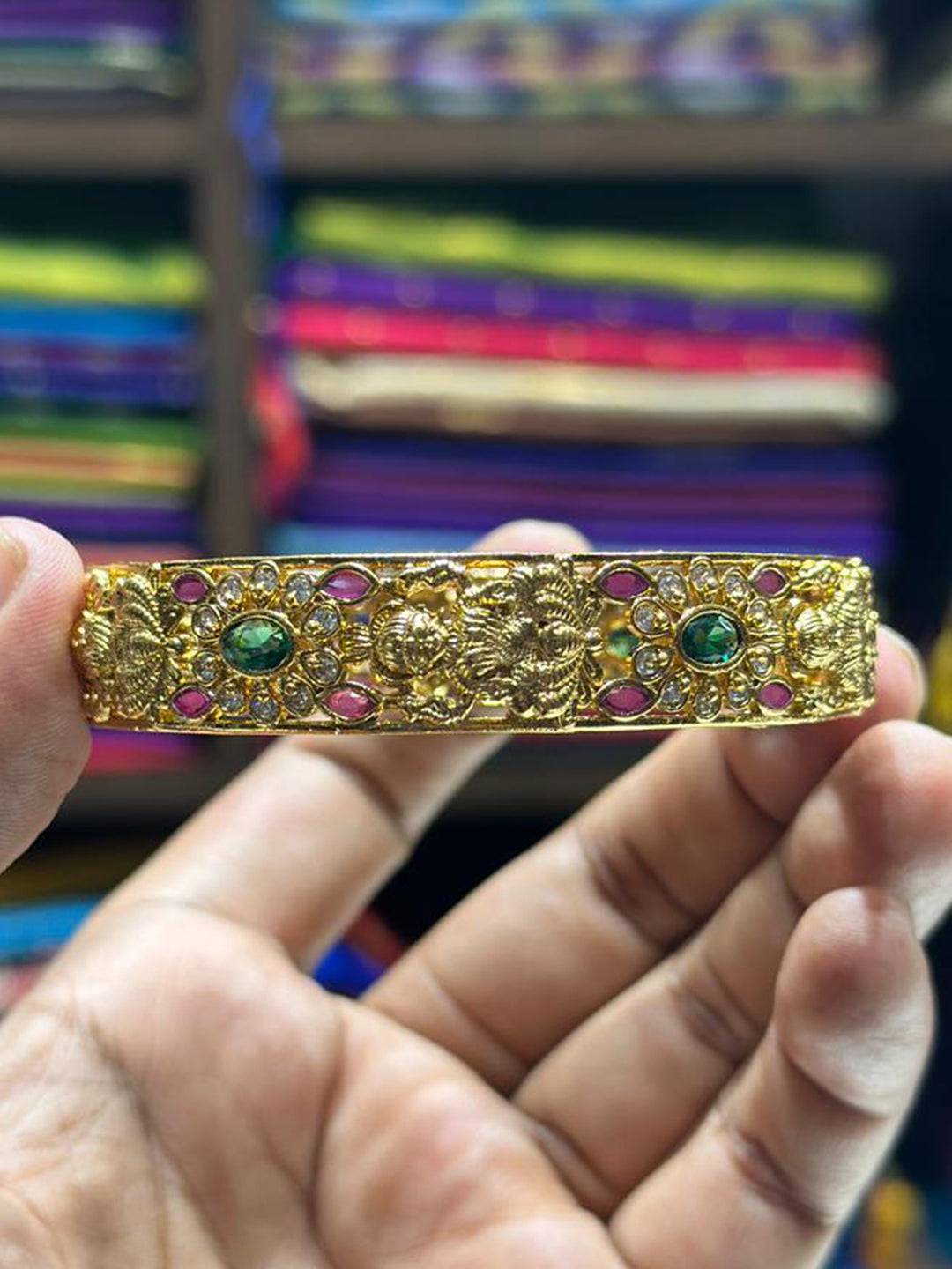 Antique Gold Stone Bangle