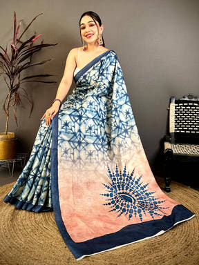 Elegant Shibori Print Tussar Saree