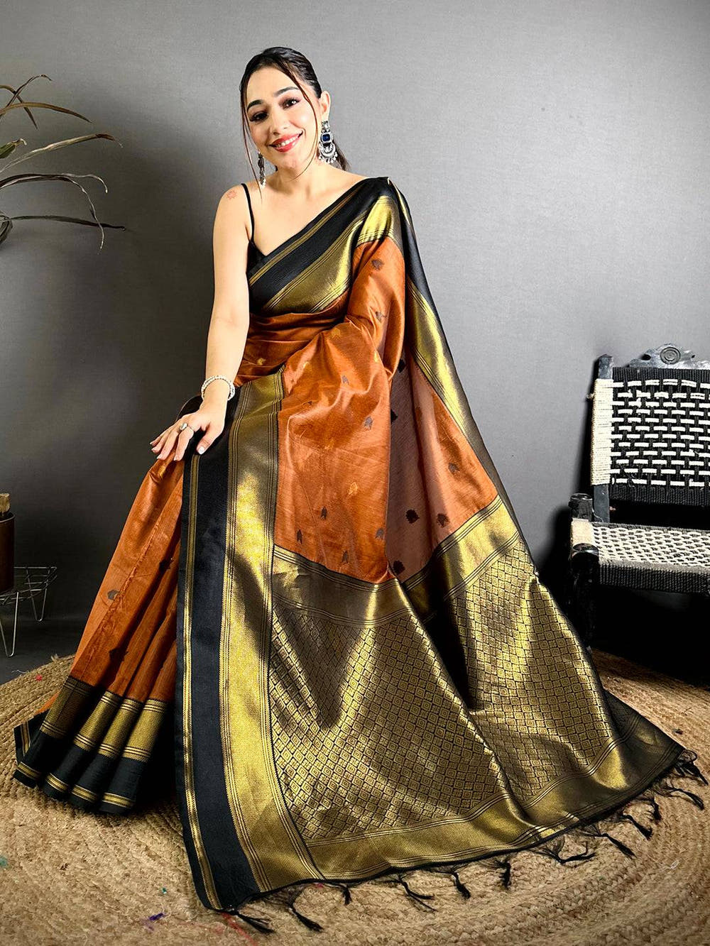 Radiant Katan Silk Zari Woven Design Saree