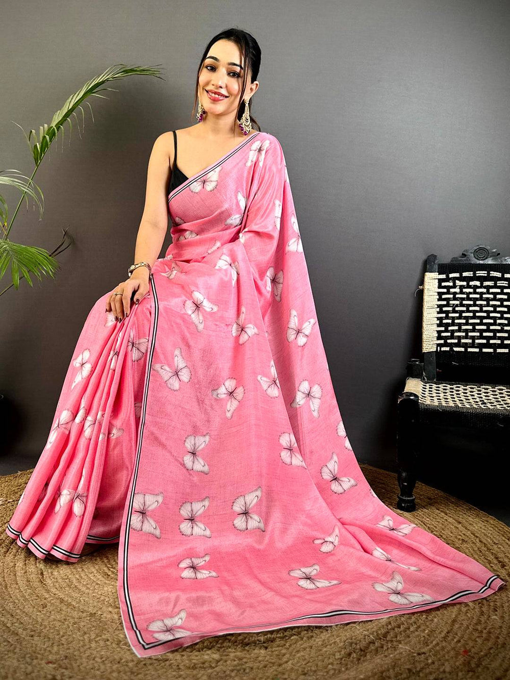 Festive Soft Chinnon Chiffon Floral Saree