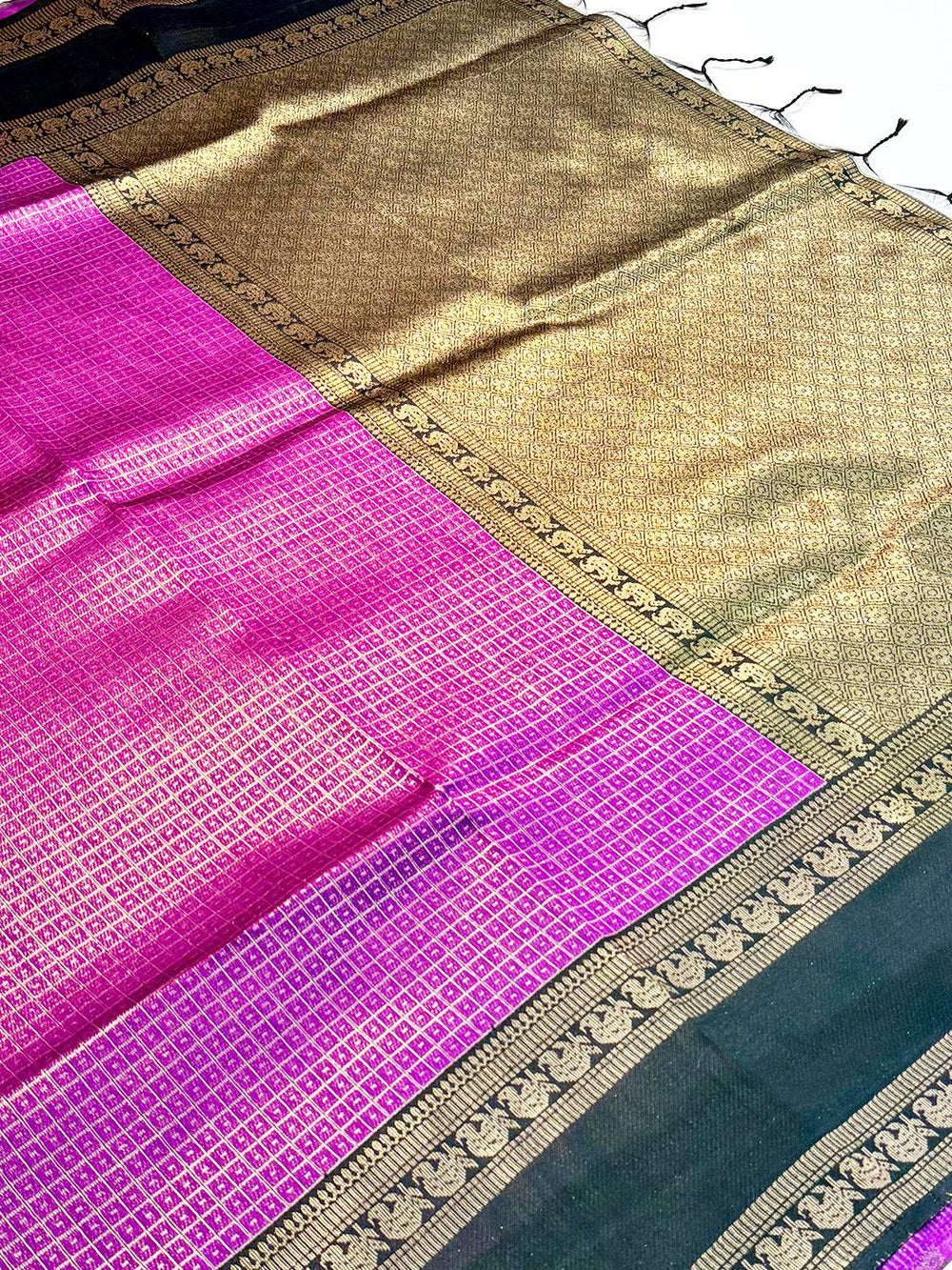 Magenta Banarasi Katan Silk Saree