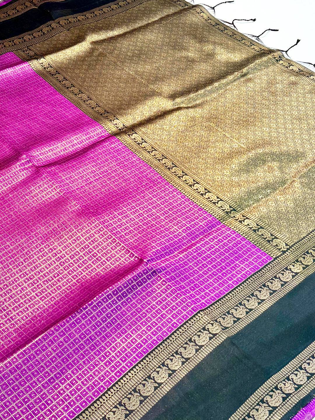 Magenta Banarasi Katan Silk Saree