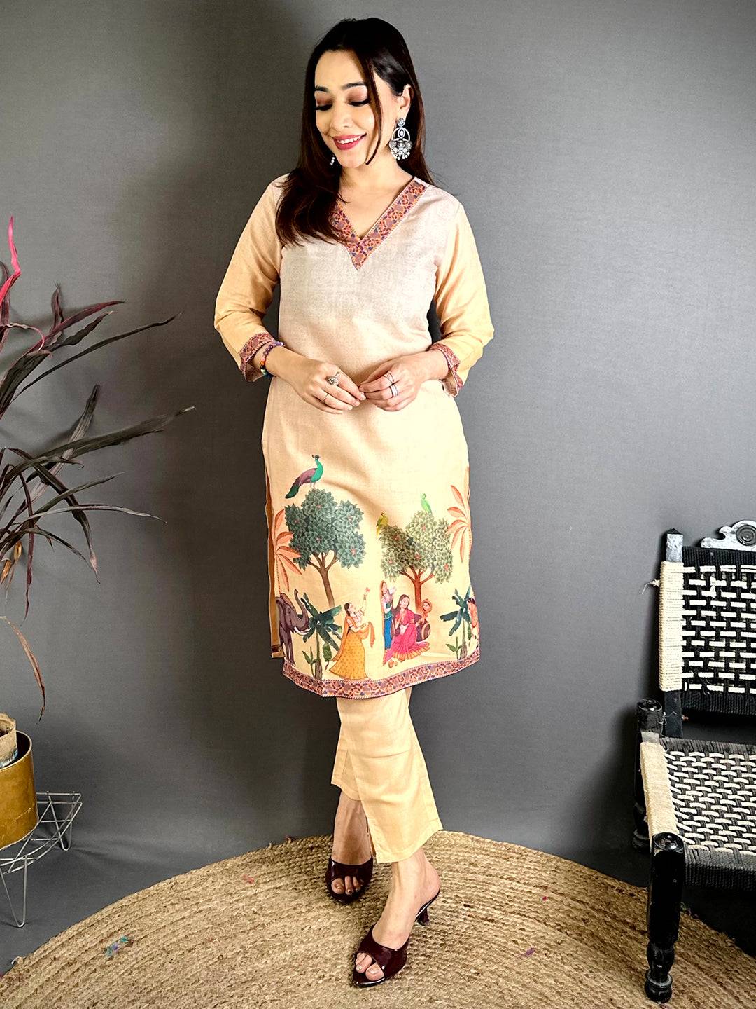 Elegant Mughal V Neck Kurti