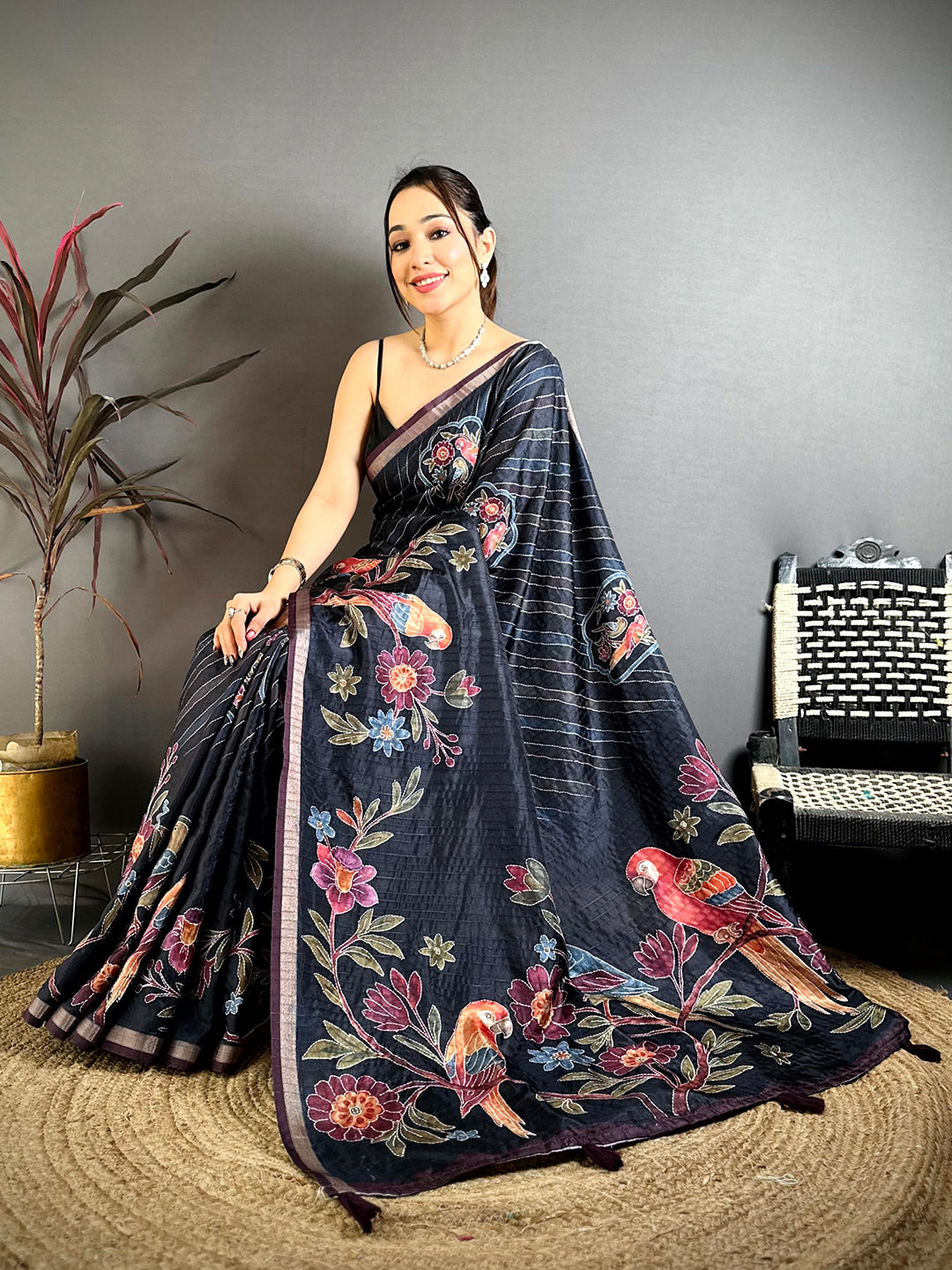 Radiance Tussar Digital Katha Saree