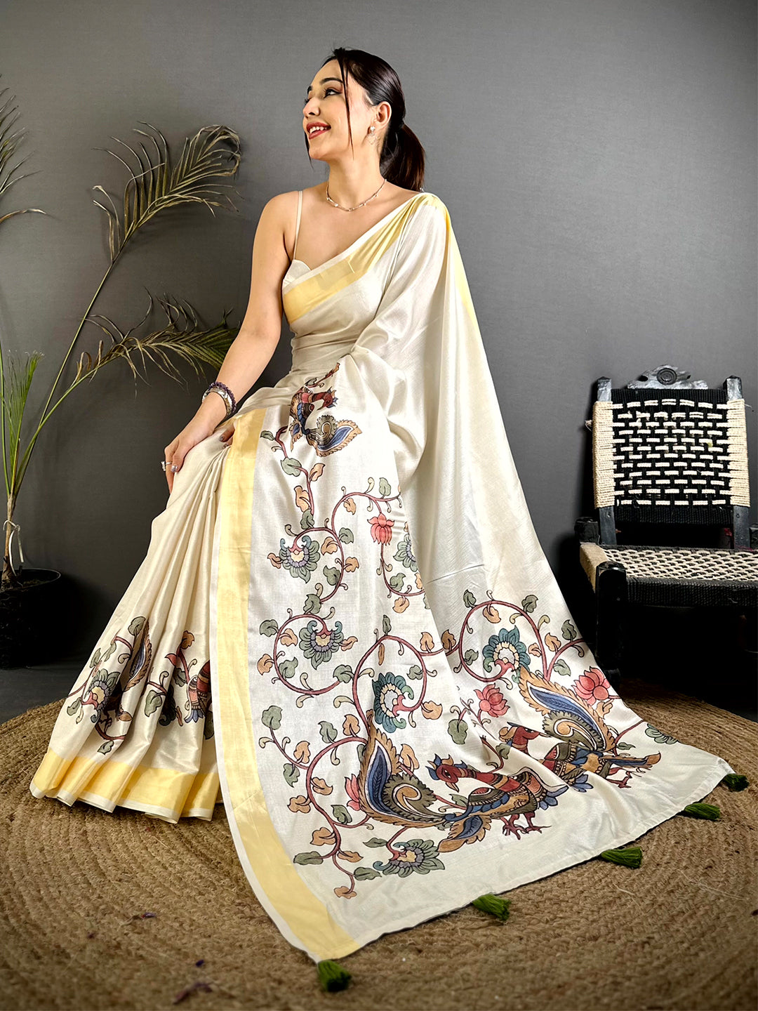 Royal Pen Kalamkari Khadi Silk Saree