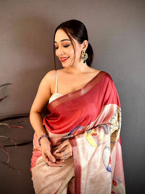 Royal Multicolor Circular Kalamkari Tussar Saree