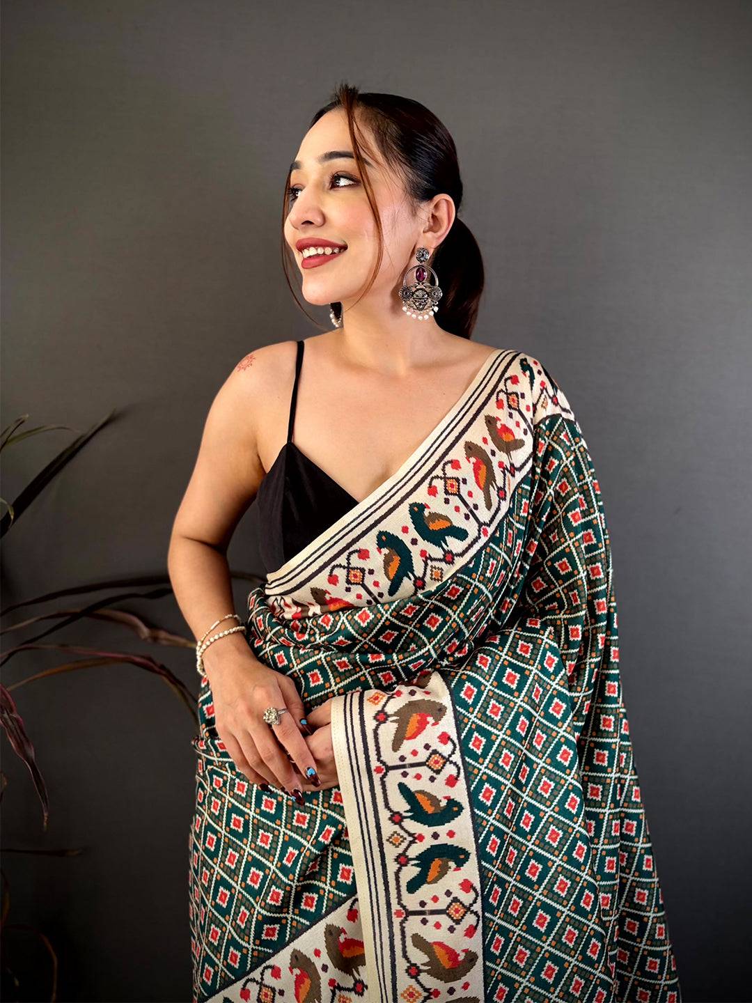 Double Ikkat Checks Soft Tussar Saree