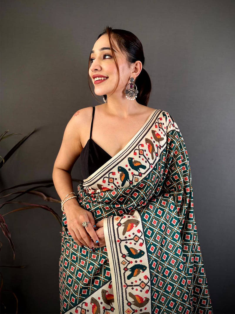Double Ikkat Checks Soft Tussar Saree