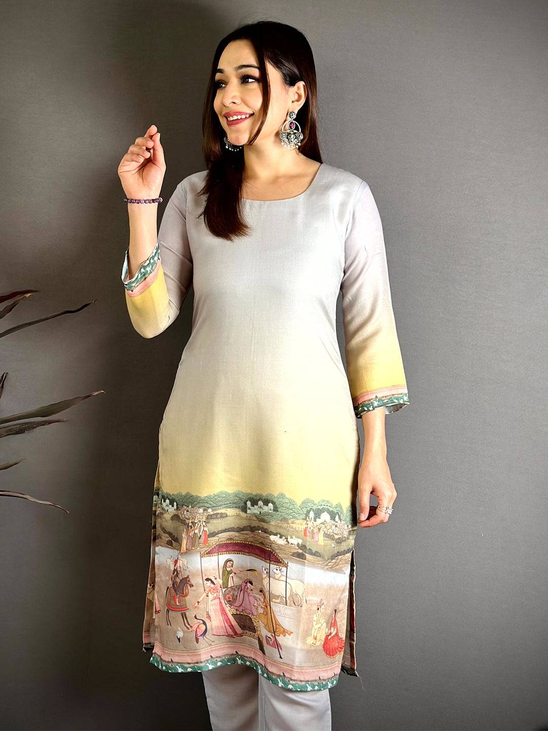 Artistic Mul Cotton Round Neck Kurti