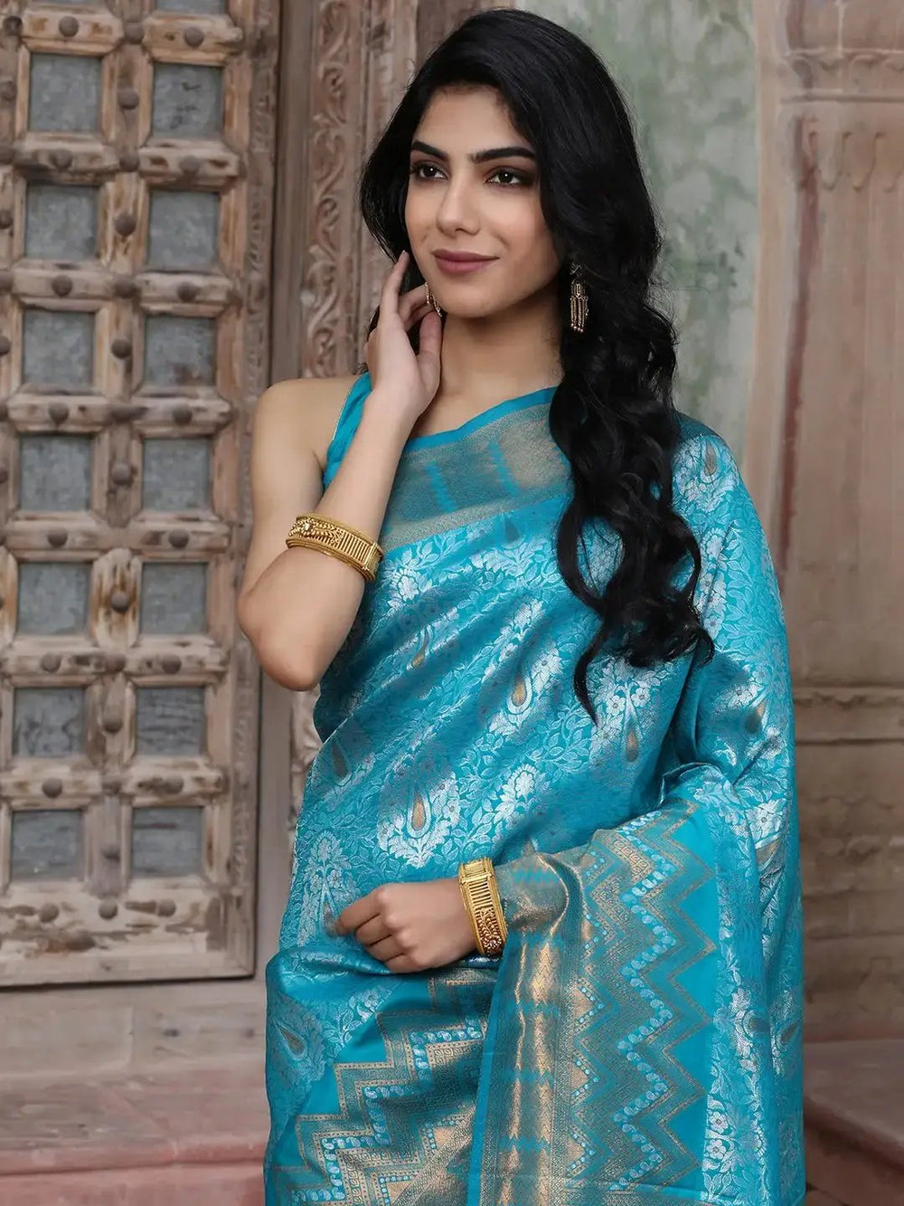 Kanjivaram Silk Saree With Zari Work 
