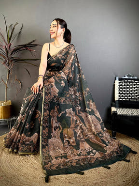 Classic Kalamkari Linen Weave Saree