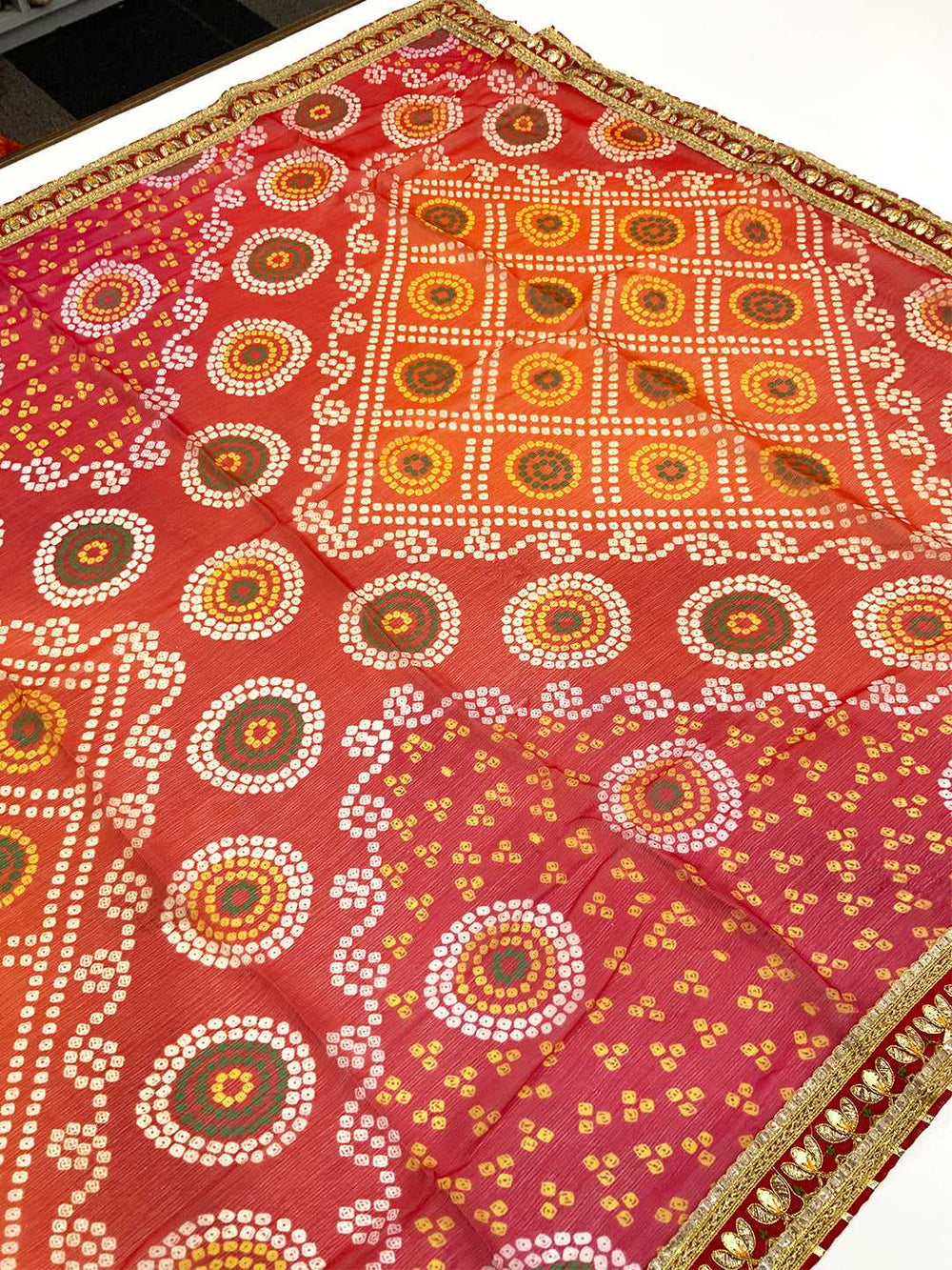 Royal Foil Bandhani Chiffon Saree