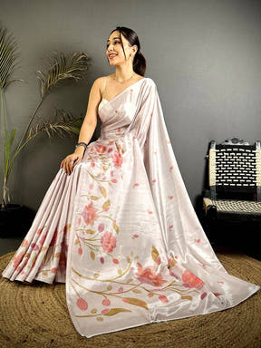 Stylish Soft Chinnon Chiffon Floral Saree