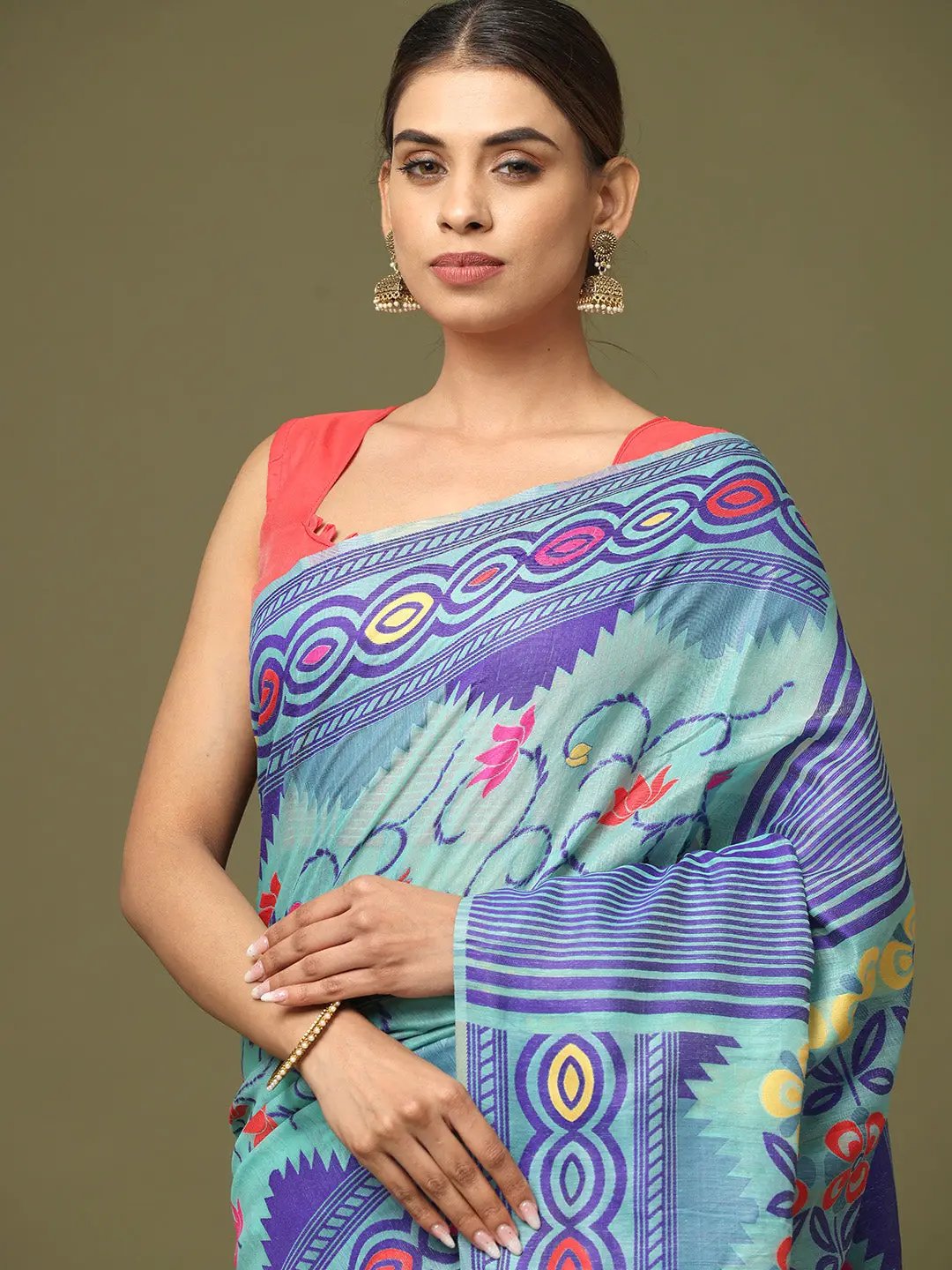  Dhakai Jamdani Cotton Silk Saree