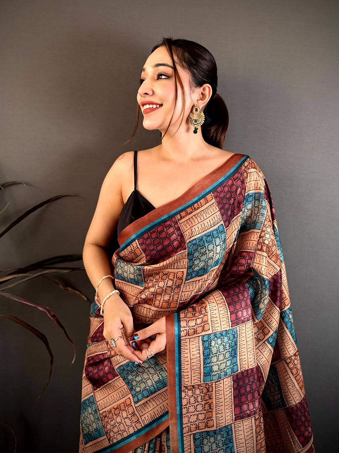 Classic Meenakari Block Print Tussar Saree