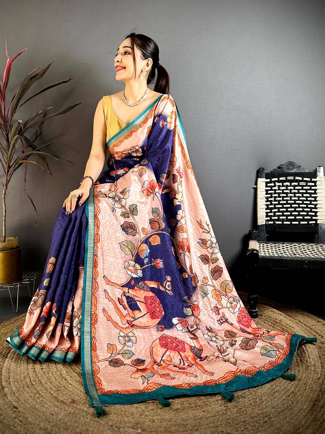 Opulent Kalamkari Art Print Saree