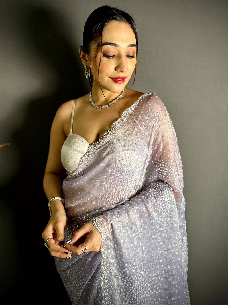 Radiant Chiffon Satin Silk Sequinne Saree