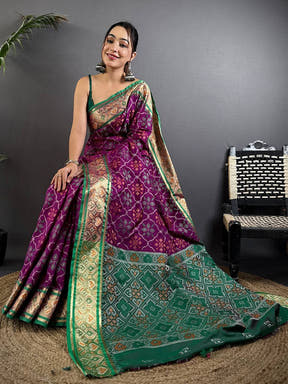 Stylish Pochampally Patola Silk Saree

