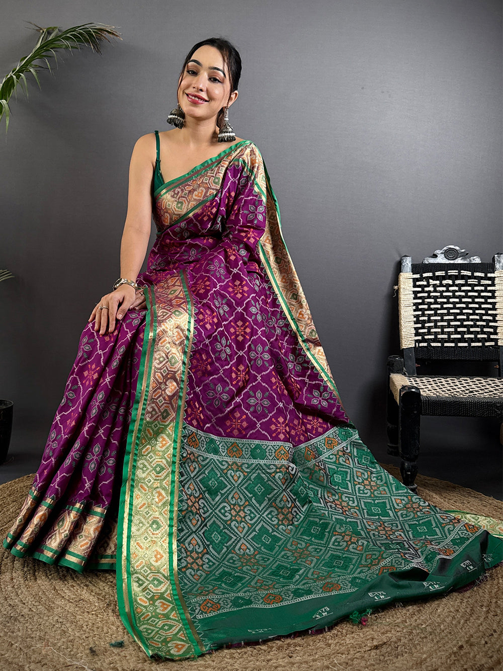 Stylish Pochampally Patola Silk Saree