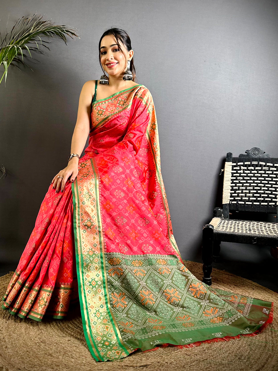 Gajri Pochampally Patola Soft Silk Saree