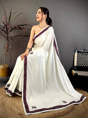 Wine Bandhej Butta Chiffon Saree