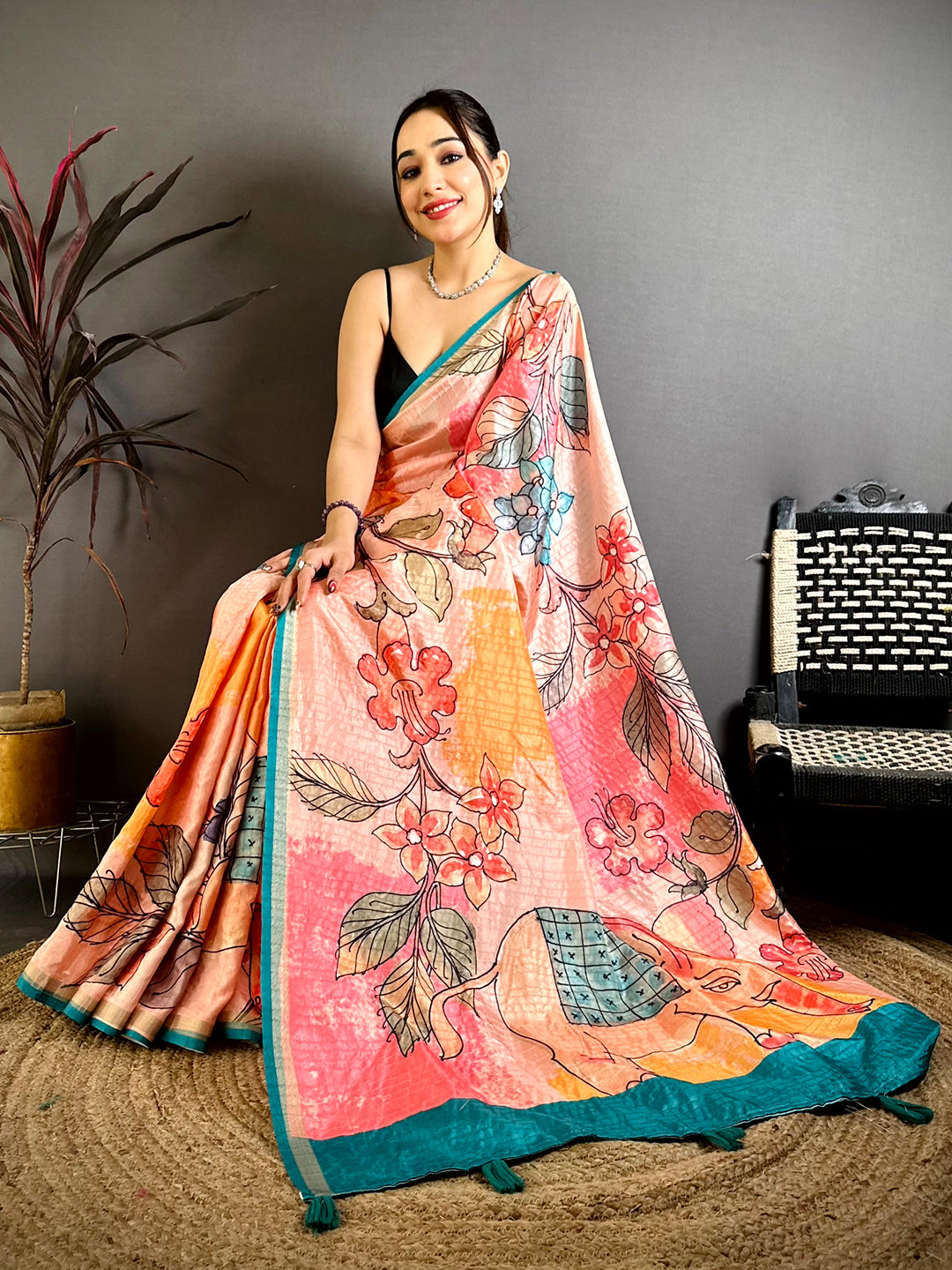 Opulent Tussar Ghicha Printed Saree