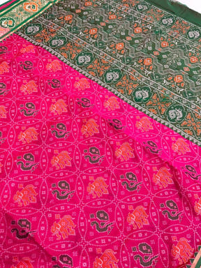 Elegant Pink Pochampally Patola Silk Saree