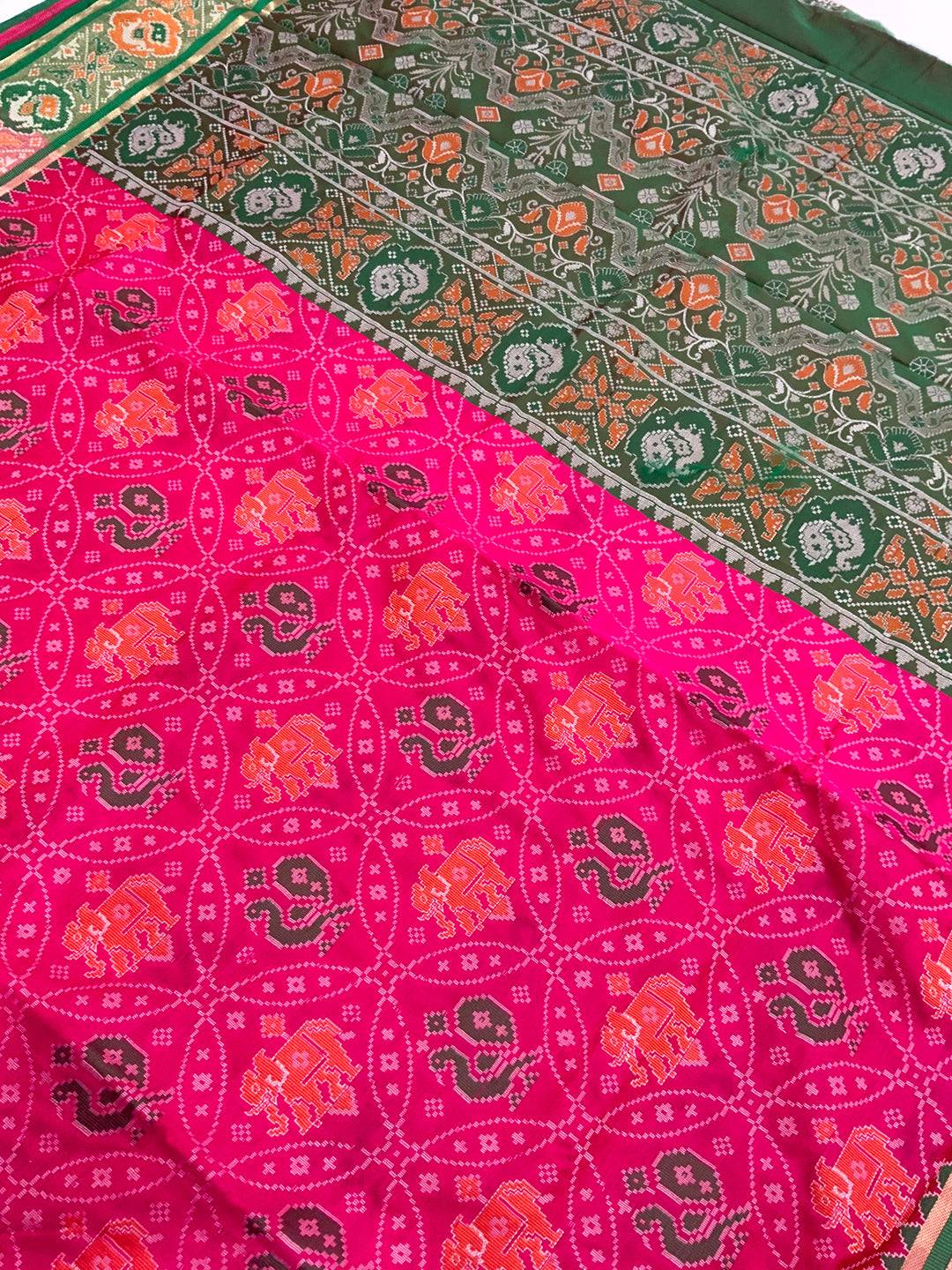 Elegant Pink Pochampally Patola Silk Saree