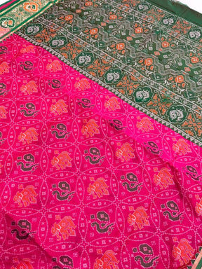 Elegant Pink Pochampally Patola Silk Saree