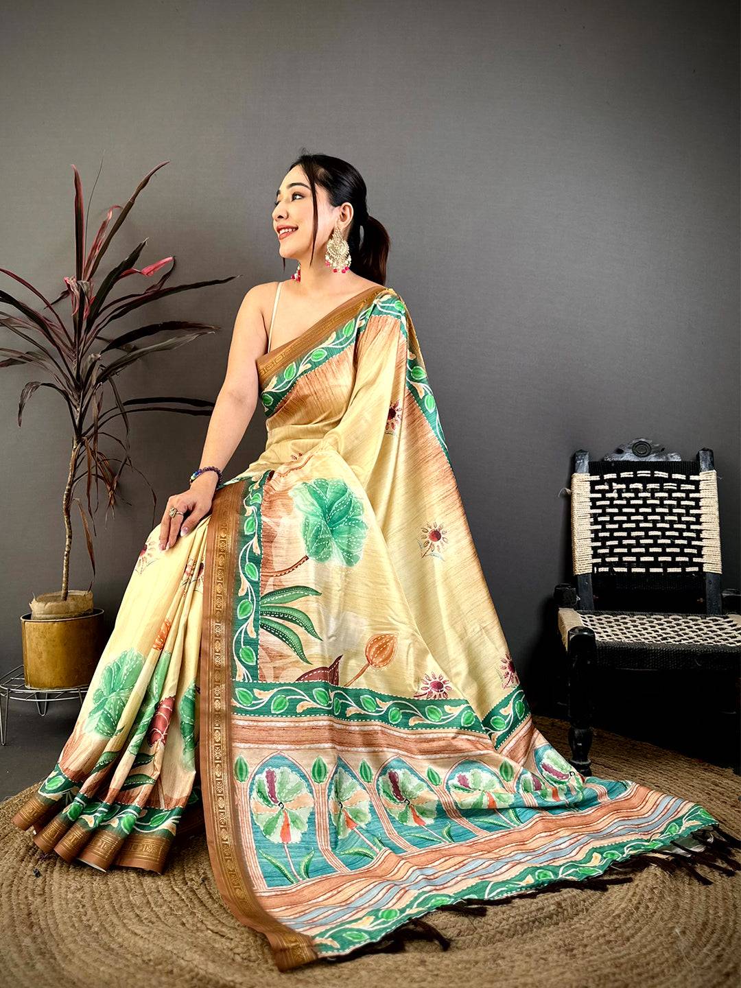 Timeless Rudraksh Zari Border Floral Saree
