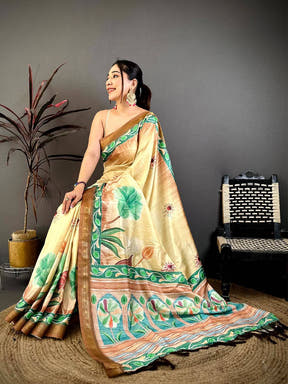 Timeless Rudraksh Zari Border Floral Saree