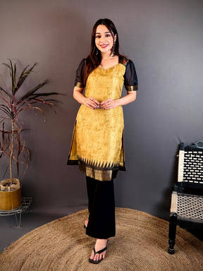 Soft Dola Silk Diamond Neck Kurti