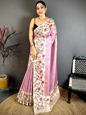 Radiant Floral Border Tussar Saree