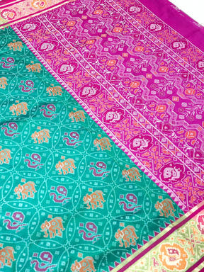 Elegant Sky Blue Pochampally Patola Silk Saree