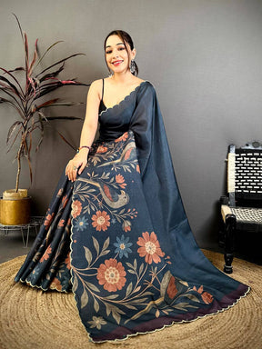 Premium Celebrity Tussar Kalamkari Saree

