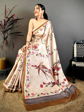 Regal Kalamkari Art Tussar Saree