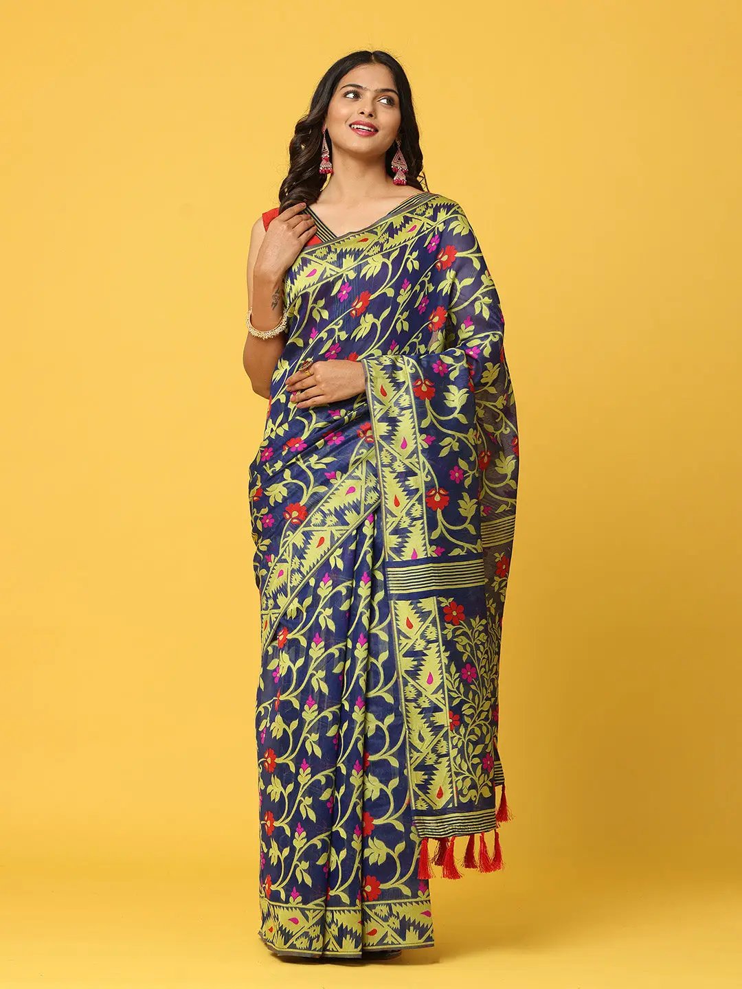  Dhakai Jamdani Cotton Silk Saree