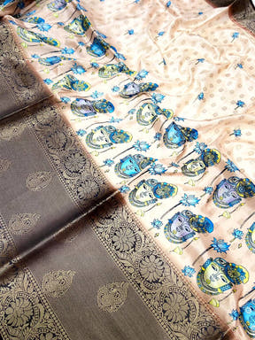 Majestic Banarasi Silk Krishna Motif Pattu Saree