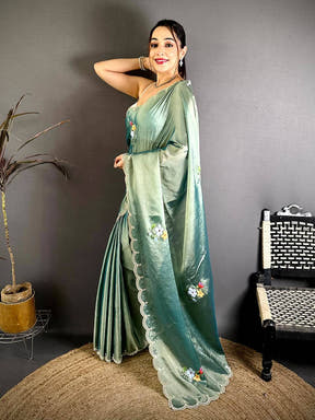 Radiant Digital Floral Satin Silk Saree