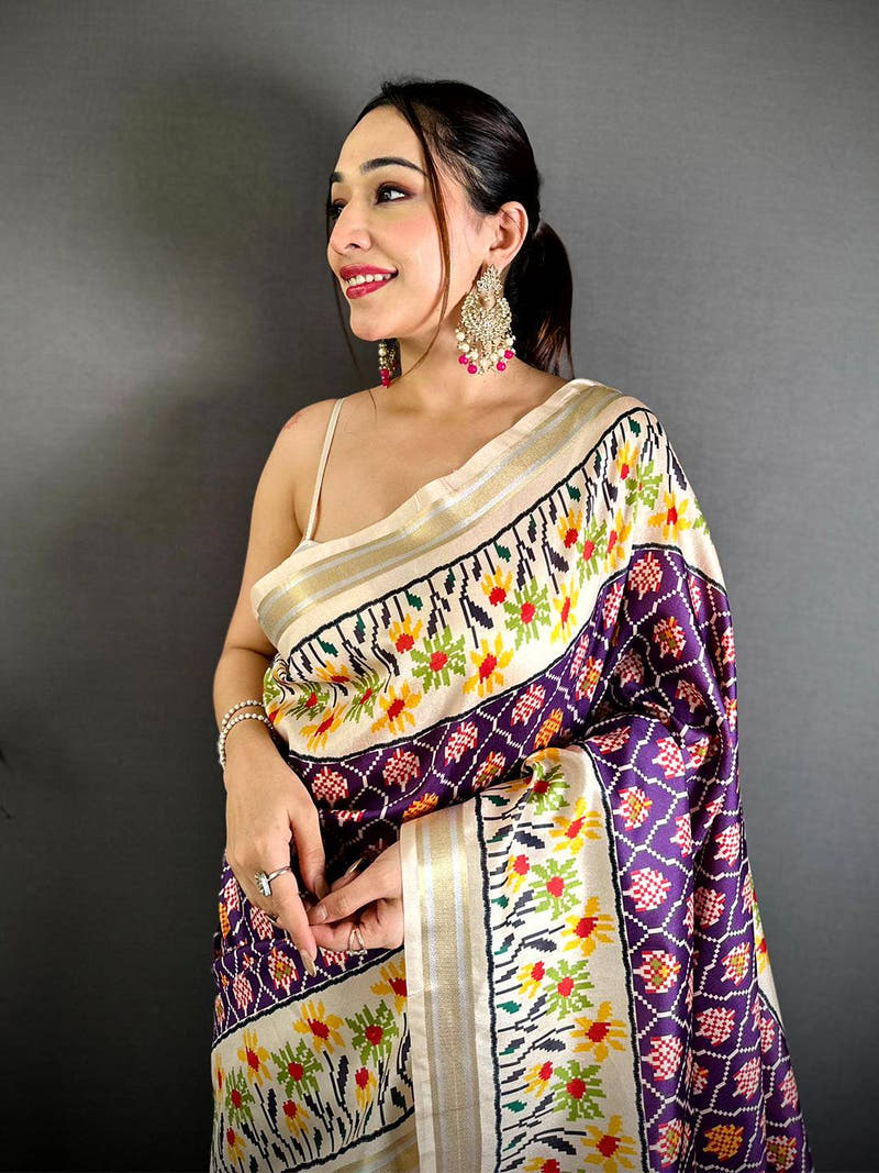 Exclusive Digital Ikkat Kanchi Silk Saree