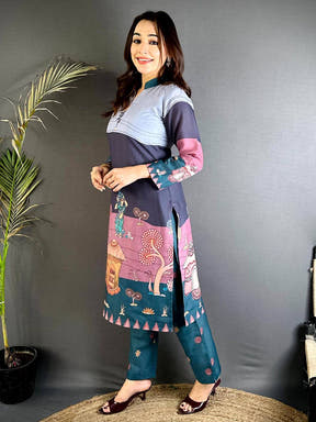 Collar Neck Kalamkari Art Kurti


