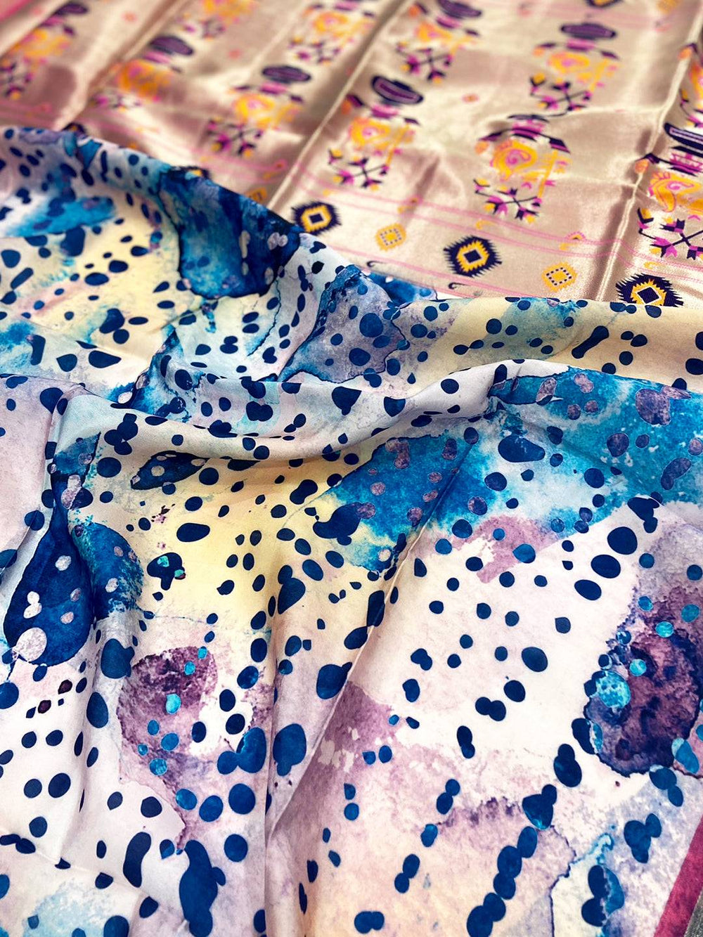 Multi Geometric Floral Pallu Saree