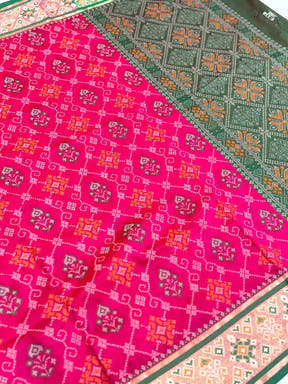Pink Pochampally Patola Soft Silk Saree