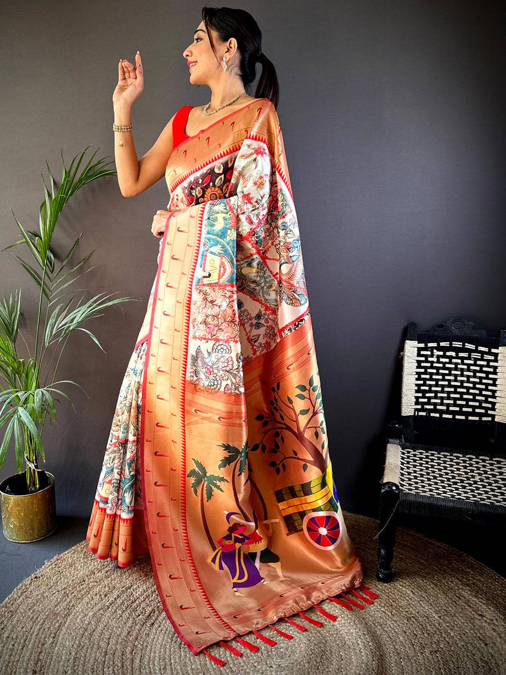 Soft Silk Kalamkari Printed Saree