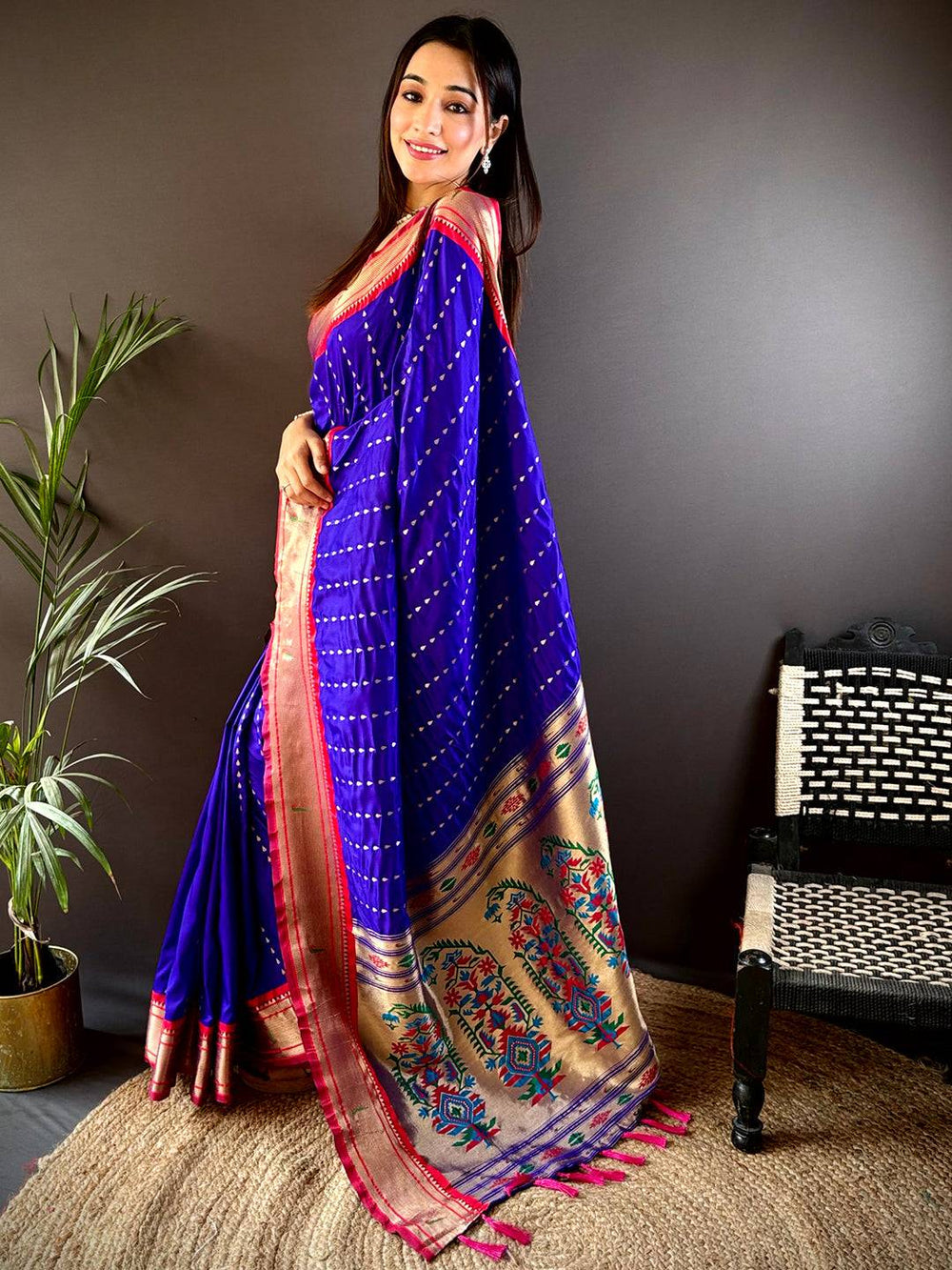 Purple Yeola Paithani Saree with Zari Weaving - Luxe