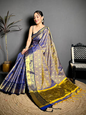 Regal Self Gold Zari Chex Chitpallu Saree