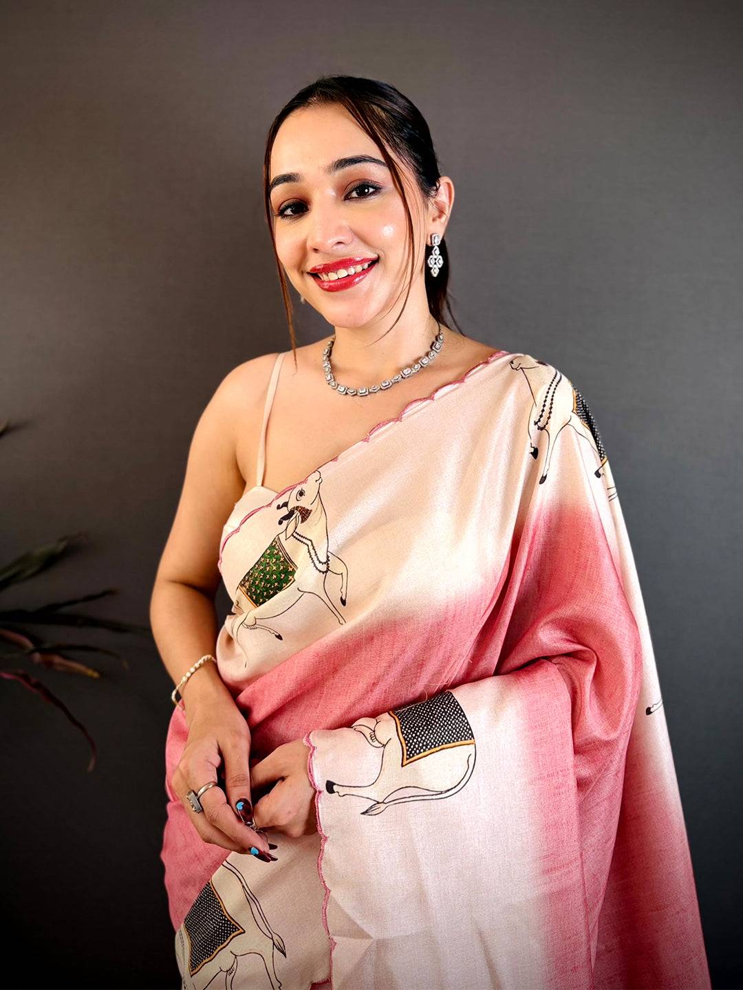 Pichwai Embroidered Tussar Saree