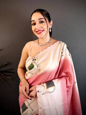 Pichwai Embroidered Tussar Saree